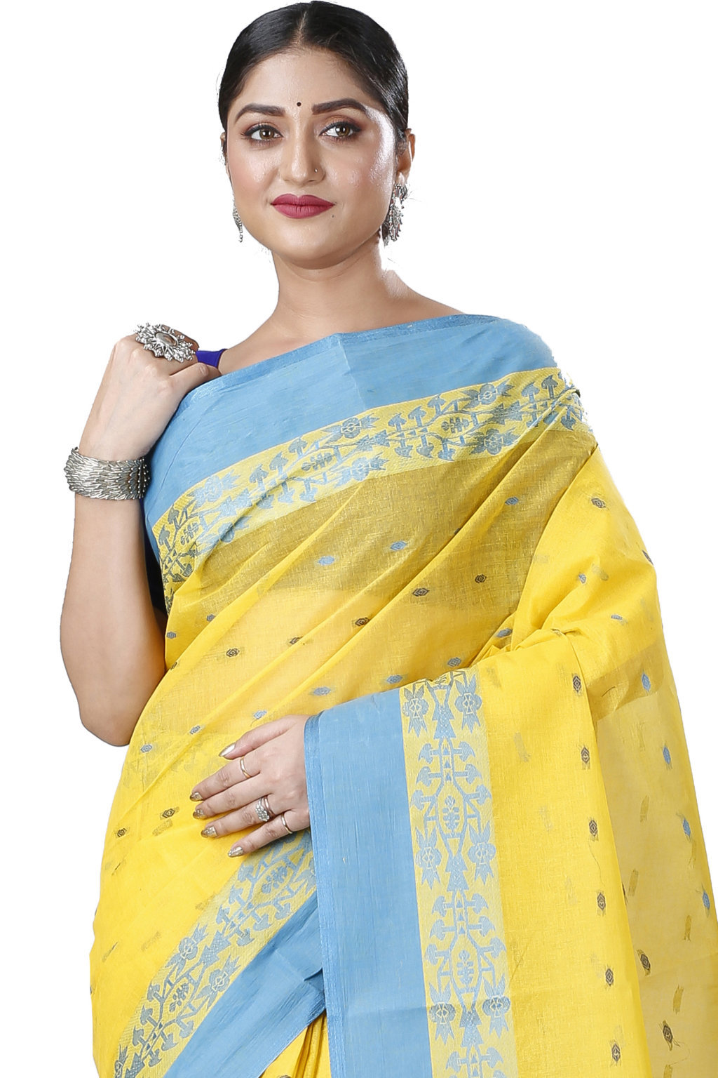 Yellow Pure Cotton Apurva Tant Saree (1064)